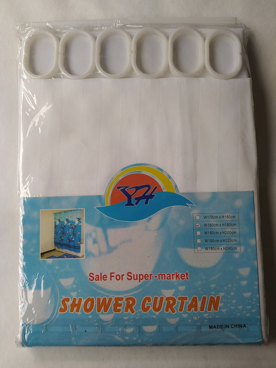 

Шторка для душа, ванной однотонная белая, Белый