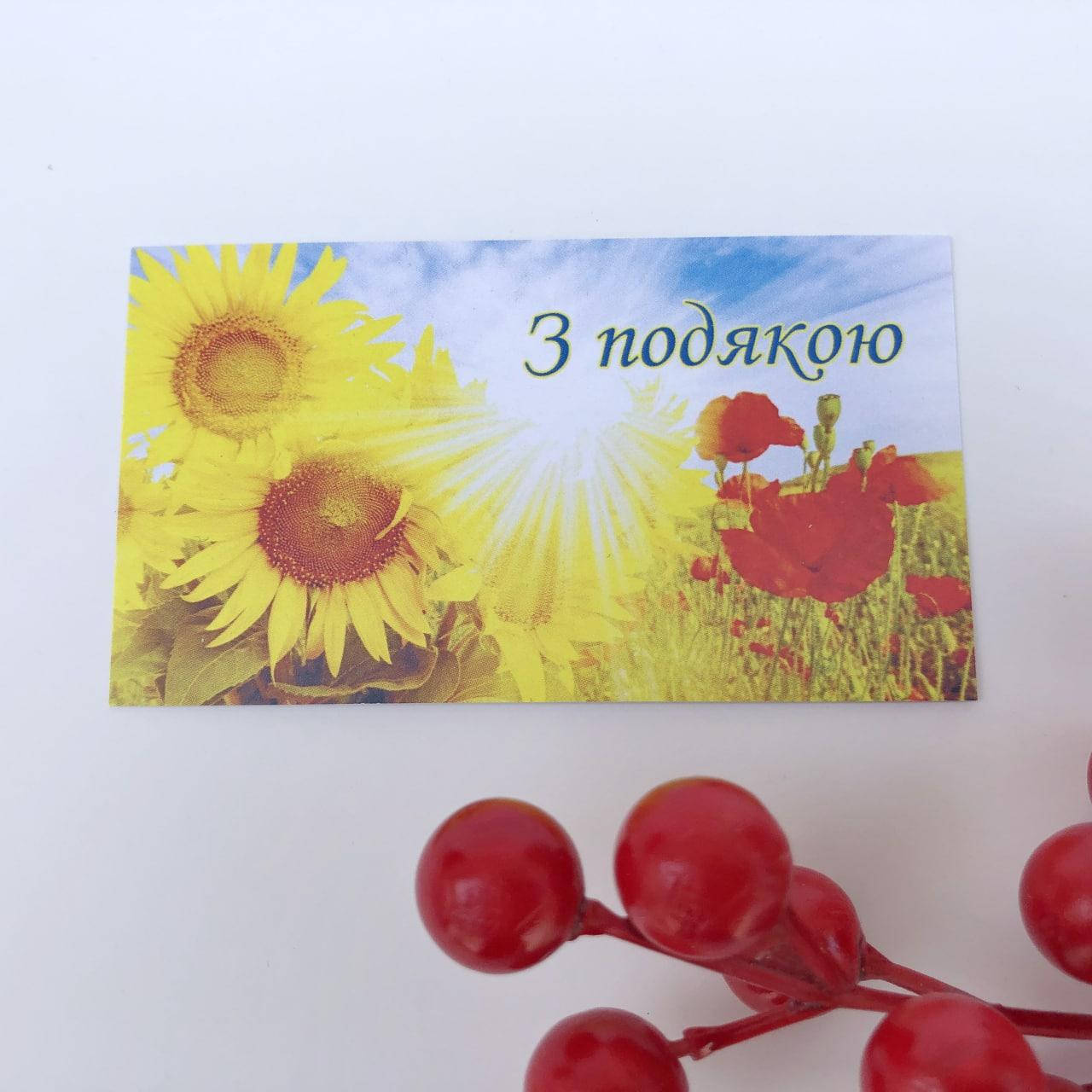 

Открытка-бирка "З подякою", 90*50 мм (10 шт.)