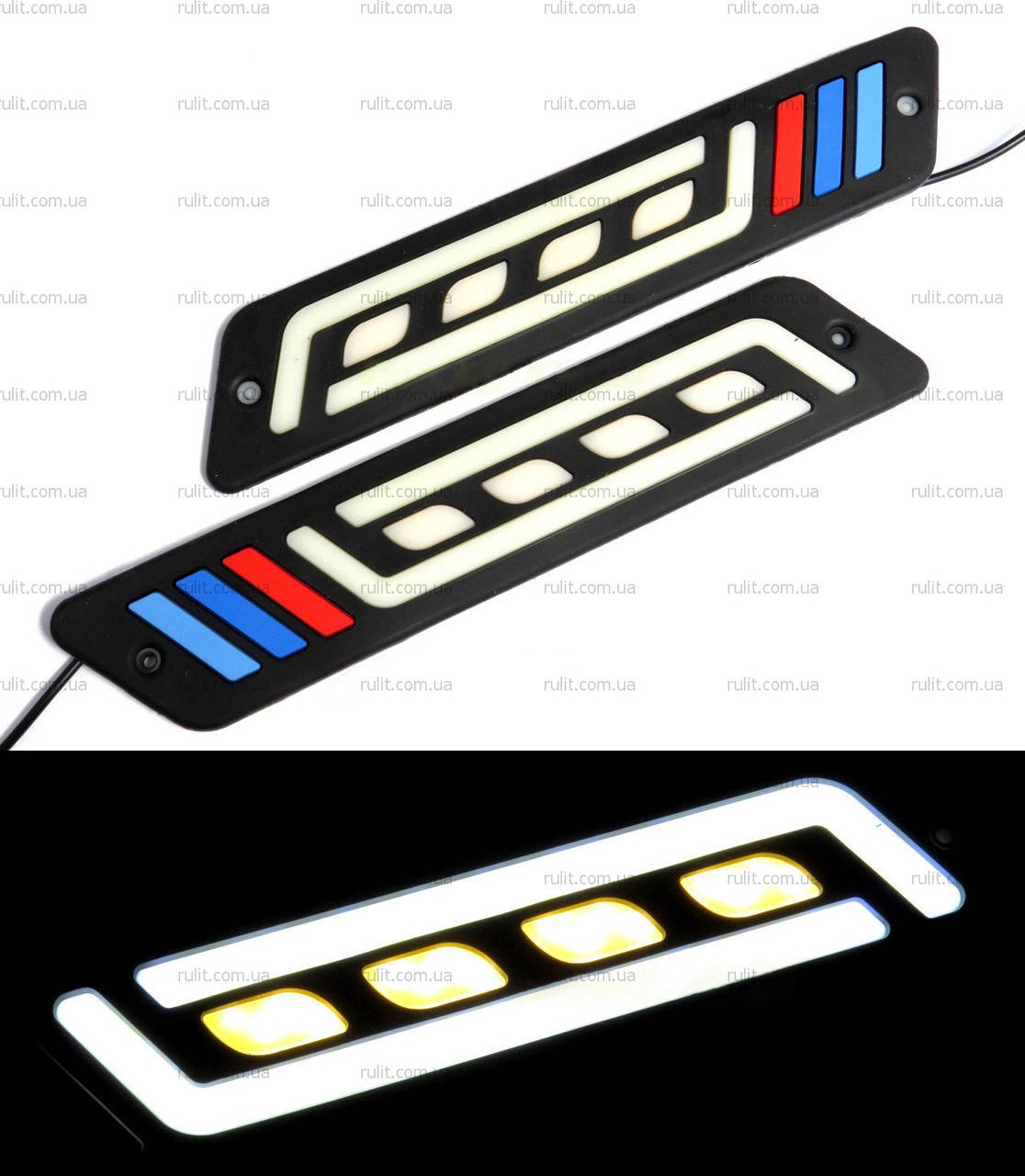 

DRL дневные ходовые огни гибкие ДХО LED № 07 с поворотом W+Y 12V 2351 резиновые (гибкие на 3М скотче)