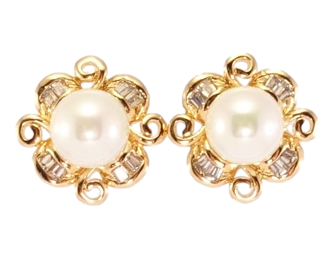 

Серьги Xuping Позолота 18K гвоздики (пусеты) "Декоративные цветочки с жемчужинами"