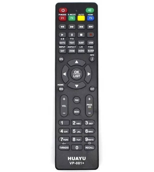 

Пульт ДУ HUAYU VP-001+ Универсальный для спутниковых, цифровых Т2 ресиверов, телевизоров, медиаплееры, Черный
