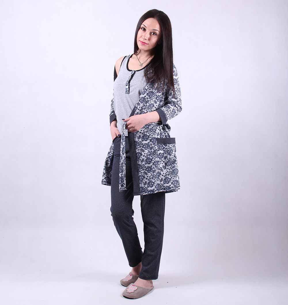 

Комплект пижама с халатом "Кружевница Блу" В НАЛИЧИИ ТОЛЬКО р.42 46