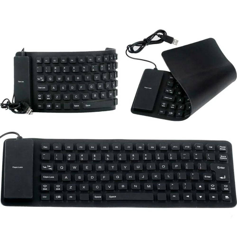 

Гибкая клавиатура резиновая USB FLEXIBLE KEYBOARD X3 – для ноутбука и ПК, Черный