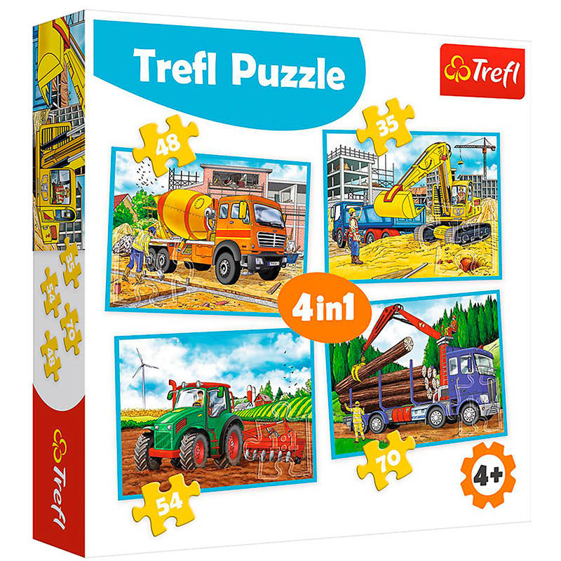 

Пазлы 4 в1 "Trefl" 34353 "Строительная техника"
