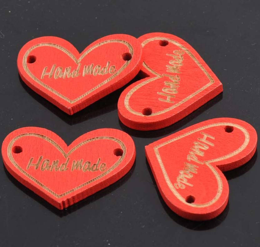 

Бирка деревянная пришивная Handmade - сердечко