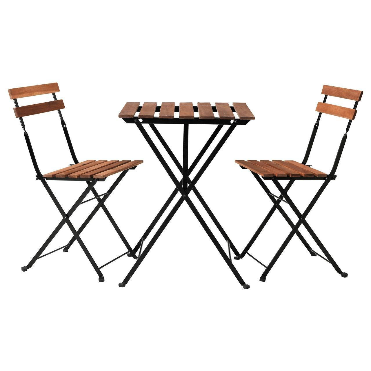 

IKEA TARNO Садовый стол и 2 стула, черная Акация, сталь серо-коричневая (698.984.15)
