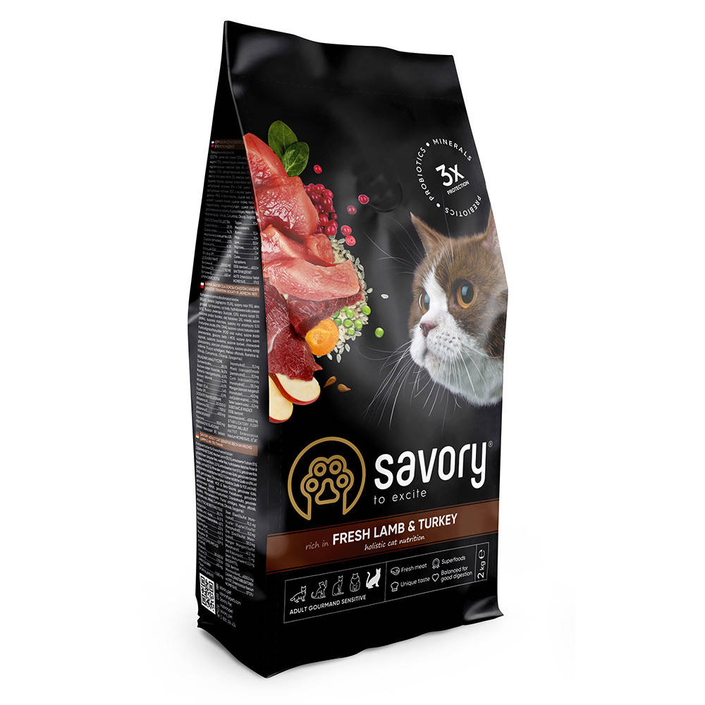 

Savory корм холистик для кошек с чувствительным пищеварением 2кг (ягненок и индейка)