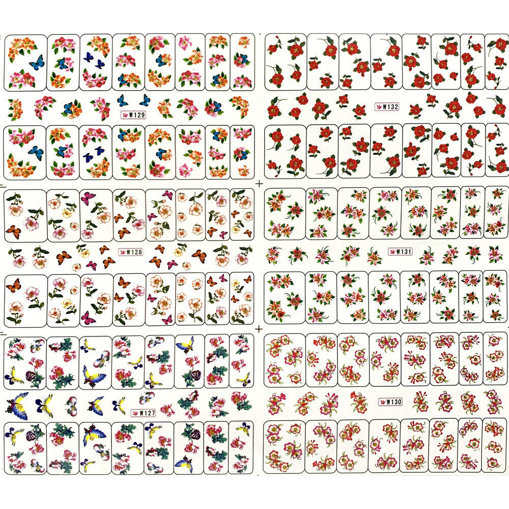 

Слайдеры для ногтей БОЛЬШОЙ ЛИСТ 19 х 22 см W127-132, Разные цвета