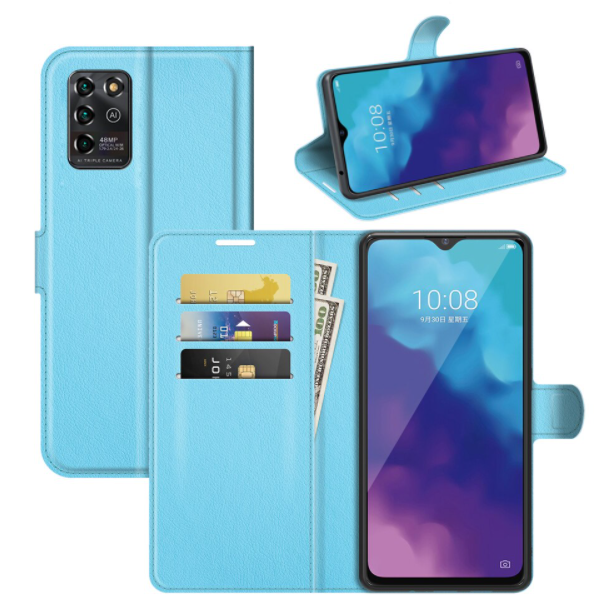 

Кожаный чехол книжка Lichee для ZTE Blade V30 Vita (9 цветов) голубой