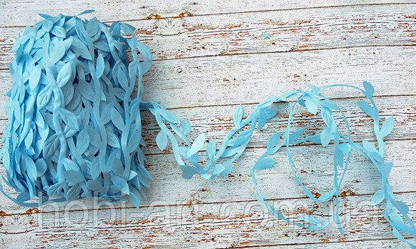 

Тасьма декоративна з листочком, 20мм № 05 блакитна (LE-493)