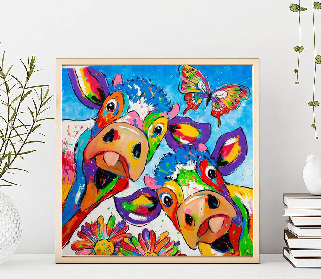 

Алмазная мозаика "Коровы", картина стразами. Матовая. 20*30 см
