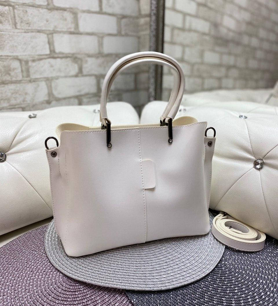 

Женская сумка городская вместительная модная шоппер белая экокожа, Белый