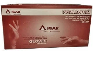 

Перчатки латексные IGAR High Risk M нестерильные неопудренные (25 пар/уп) синие, Синий