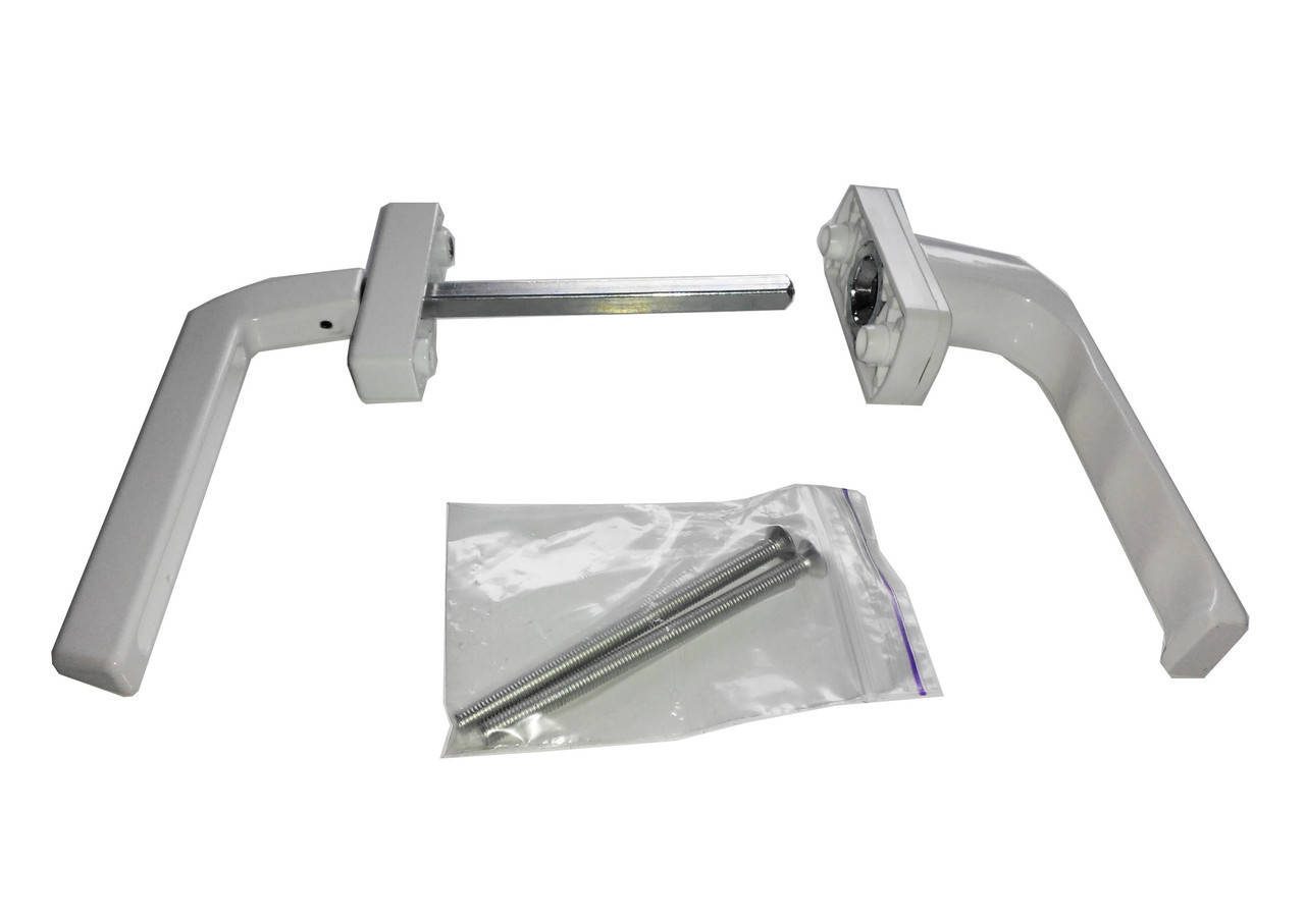 

Ручка двухсторонняя на балконную металлопластиковую дверь Оконная - Гриф (узкая) Цвет белый