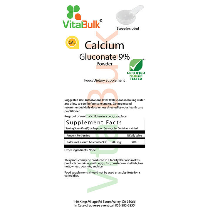 

Кальций глюконат VitalBulk 9%, 453 г