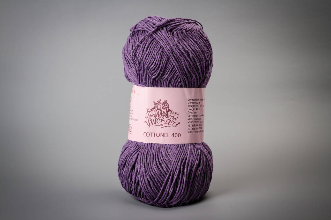 

Пряжа хлопковая Vivchari Cottonel 400, Color No.2018 темно-сиреневый