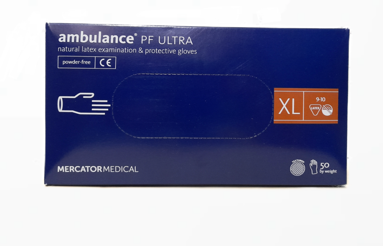 

Перчатки латексные Ambulance® PF Ultra нестерильные неопудренные синие, Синий
