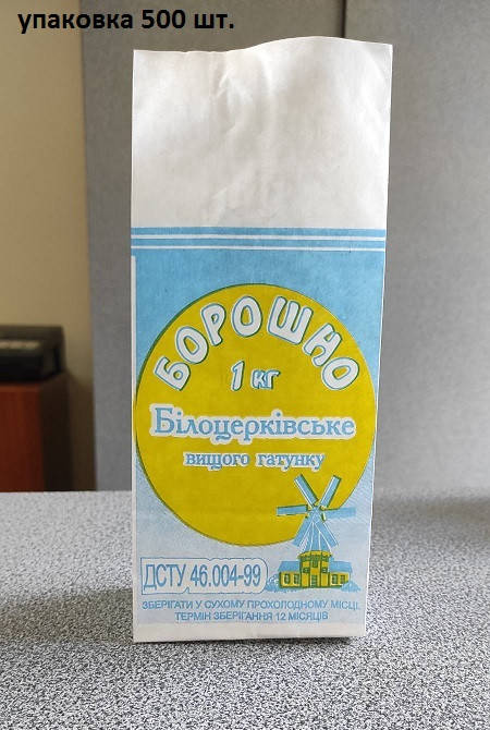 

Пакет для муки 1 кг., печать 2 цвета, белая крафт-бумага (уп.500 шт.), Белый