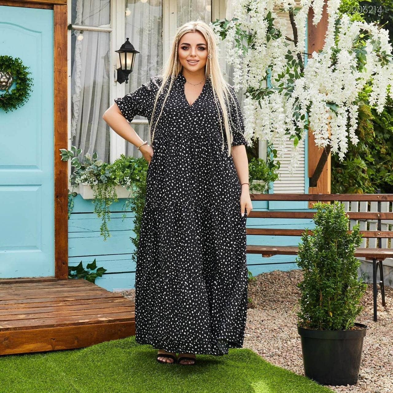 

Платье Ларнака летнее в пол свободного фасона больших размеров чёрный