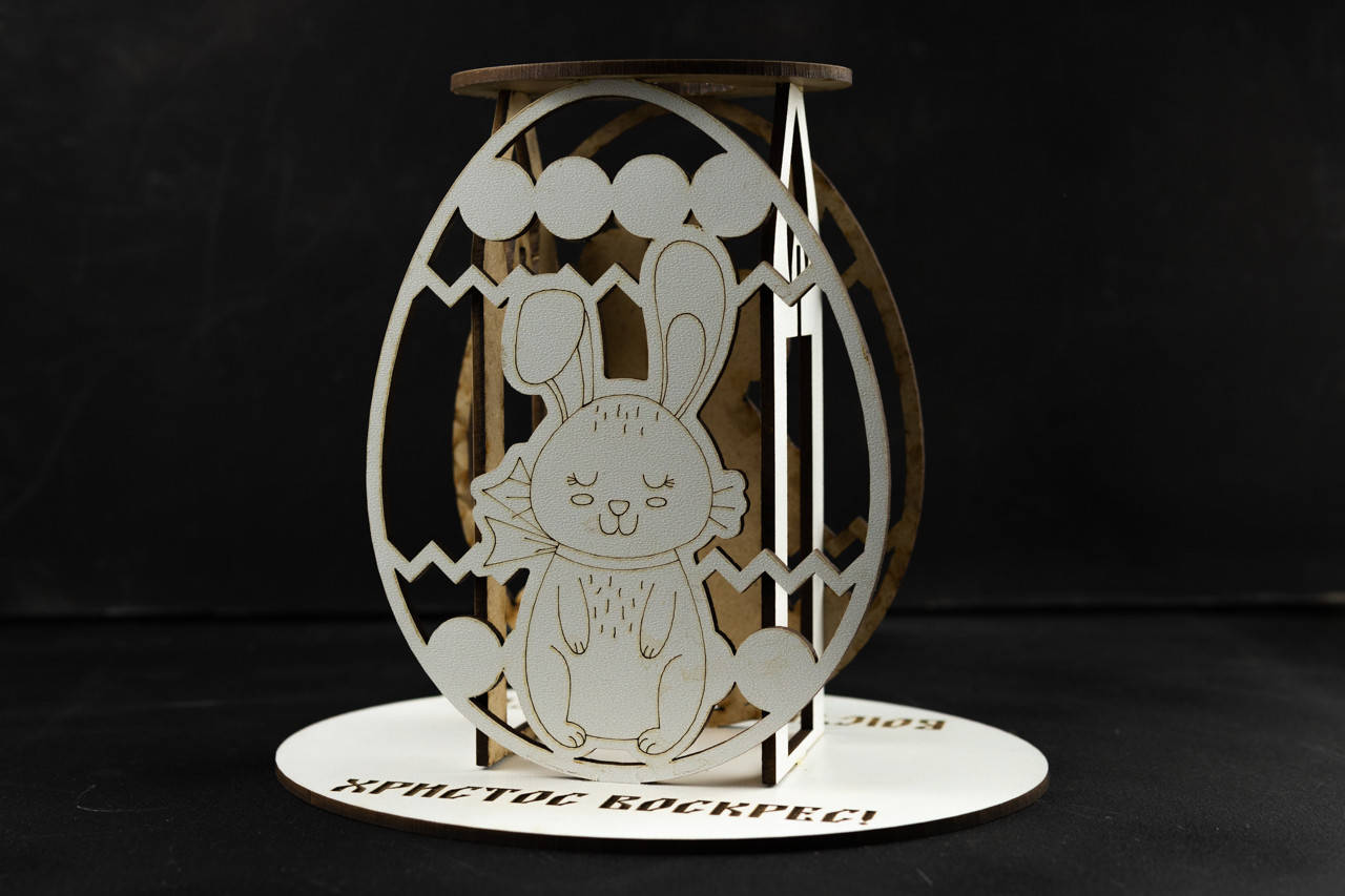 

Подсвечник пасхальный на стол под большую свечу из фанеры "Пасхальный кролик", Белый