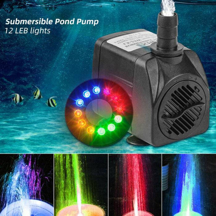 

Насос для фонтана 80W с подсветкой светодиодной LED RGB