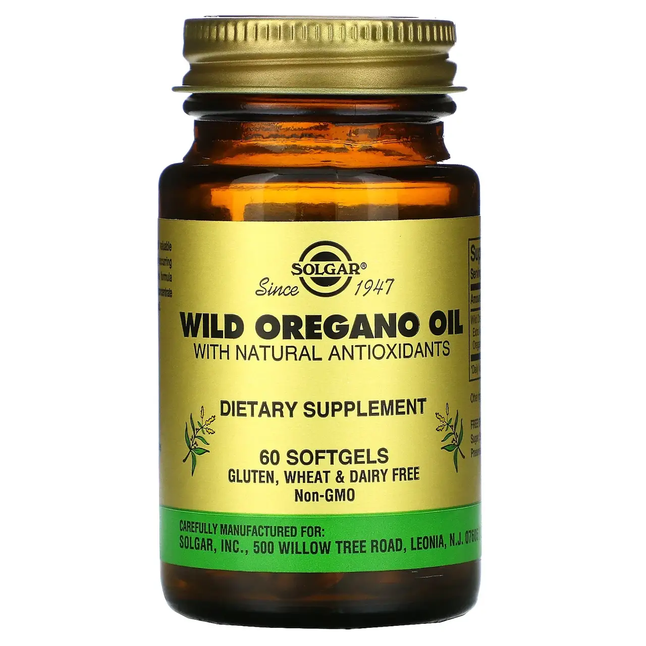 

Масло орегано (Wild Oregano Oil), Solgar, 60 капсул (SOL-02029)