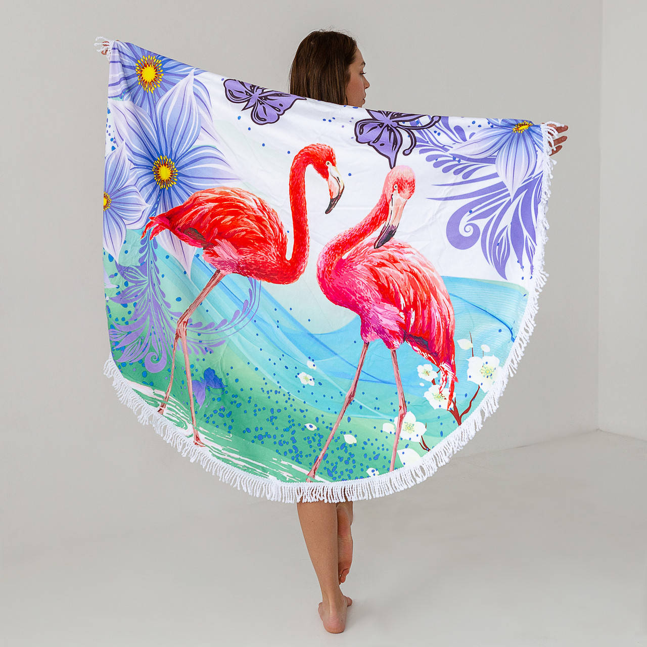 

Пляжное полотенце-покрывало "Пара фламинго"