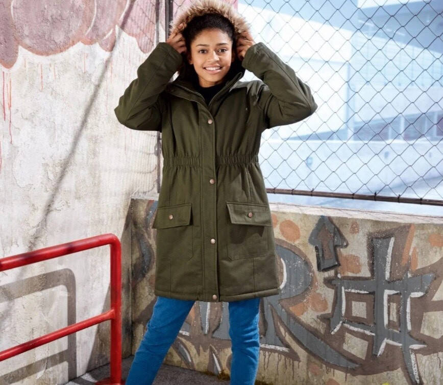 

Демисезонная куртка парка для девочки Pepperts хаки, размер 152