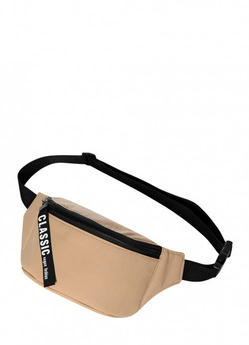 

Lb Женская сумка на пояс бананка из эко-кожи Sambag Tirso MSH бежевая с лентой поясная через плечо нагрудная