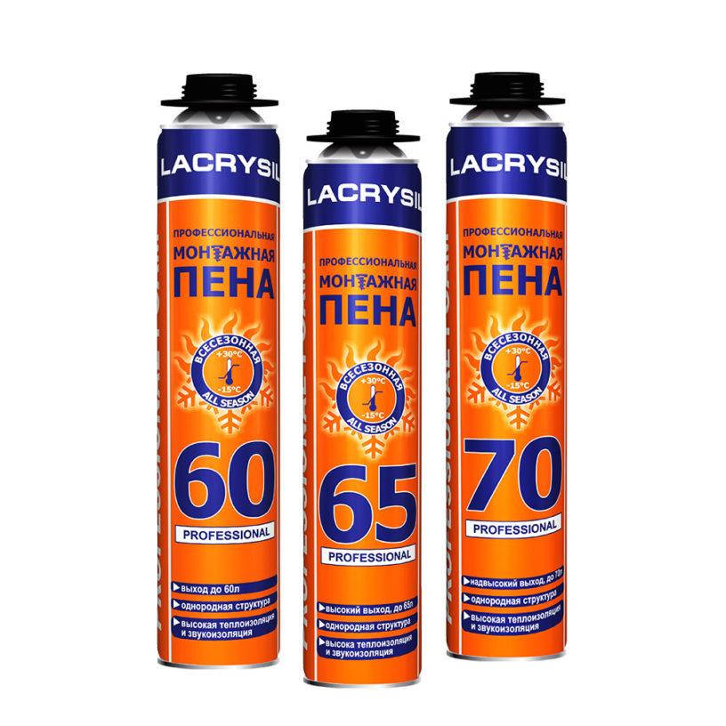 

Пена монтажная профессиональная всесезонная Lacrysil 65л 800мл