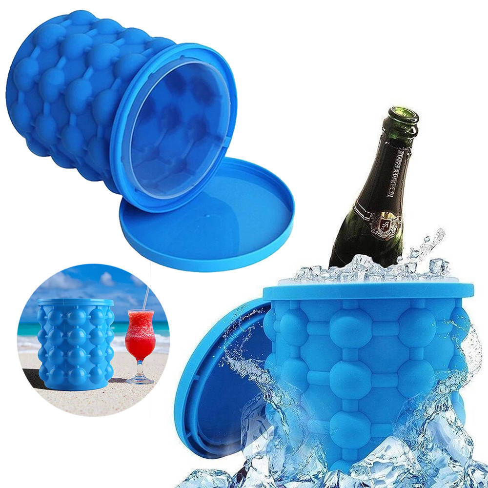 

Силиконовая форма для льда Ice Cube Maker Genie / Форма ведро для заморозки льда с крышкой, Синий