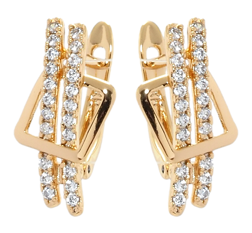 

Серьги Xuping Позолота 18K английский замок "Дорожки циркония в квадратах"