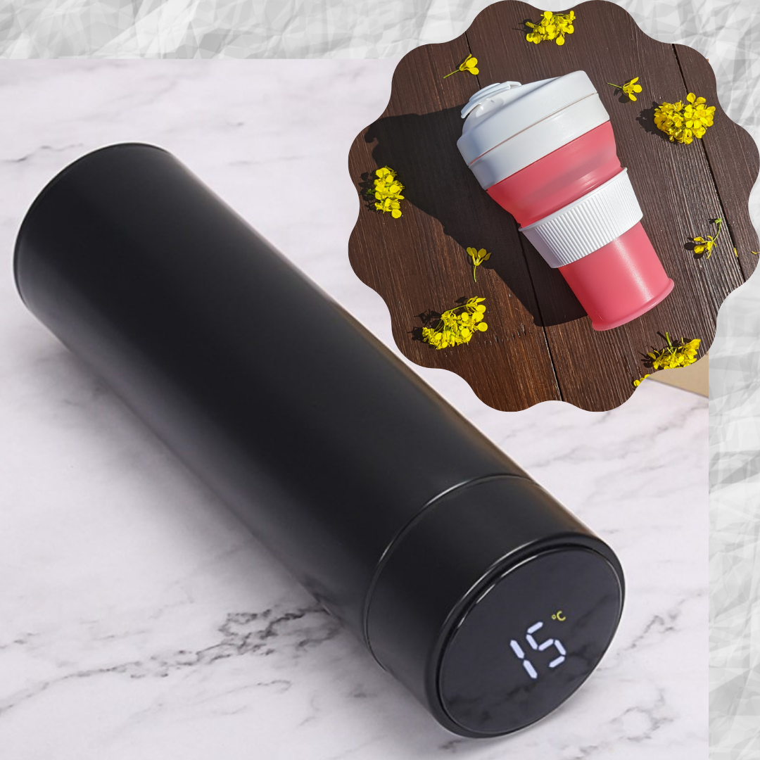 

Комплект Термос питьевой + чашка силиконовая складная Черный