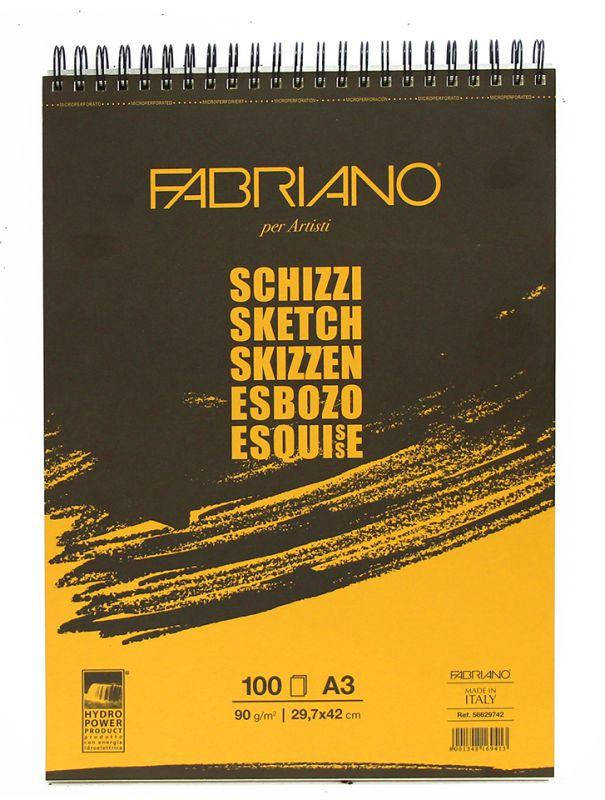 

Альбом для эскизов на спирале Schizzi Sketch A3 (29,7x42 см), 90г/м2, 100л., Fabriano