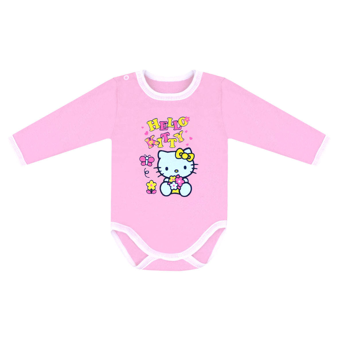 

Детский боди для девочки длинный рукав с принтом Hello Kitty интерлок