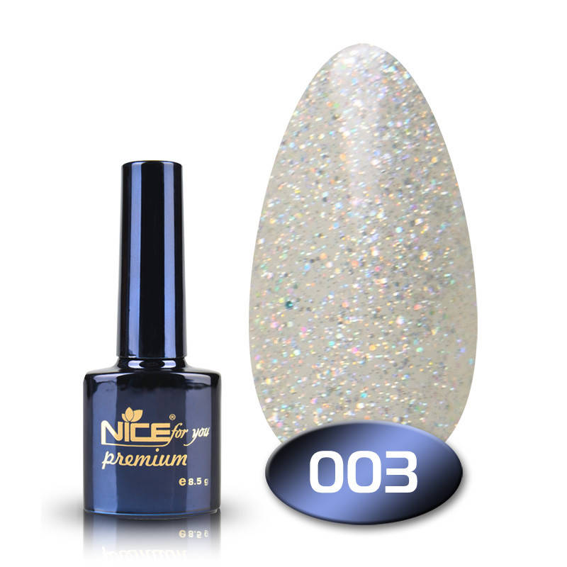

Гель-лак Nice for you Premium 003 прозрачный с голографическими блестками 8,5 мл