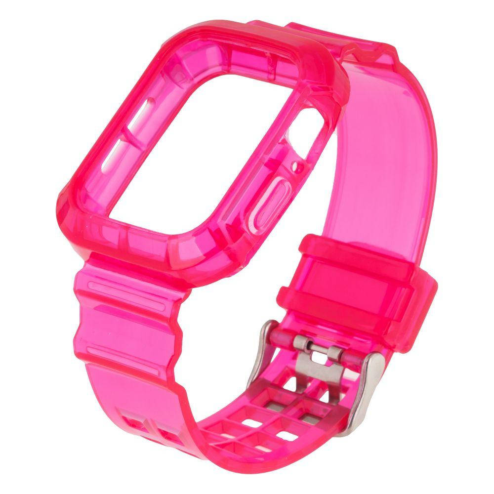 

Ремінець для Apple Watch Band Color Transparent + Protect Case 40mm Колір Hot pink