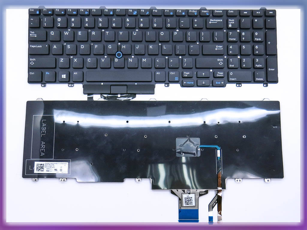 

Клавиатура для DELL Latitude E5550, E5570, E5580, 0T9RCN ( RU Black без рамки с поинтстиком). Оригинал., Черный