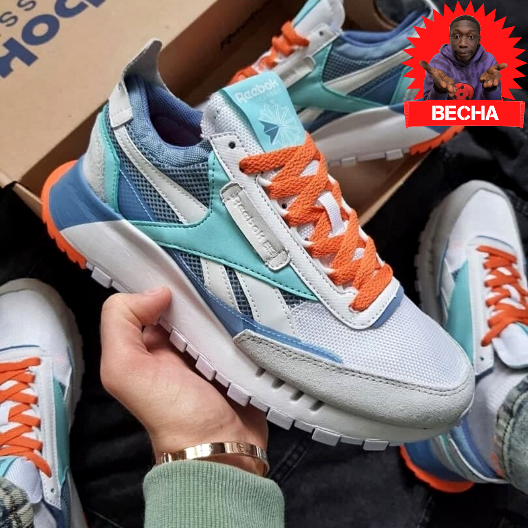 

Женские кроссовки Reebok Classic (Рибук),светло-серые демисезон синие