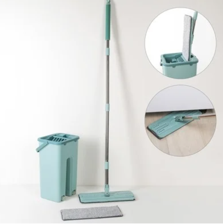 

Швабра-лентяйка 6 л Hand Free Cleaning Mop 2 в 1 с автоматическим отжимом для уборки Зеленая, Зелёный