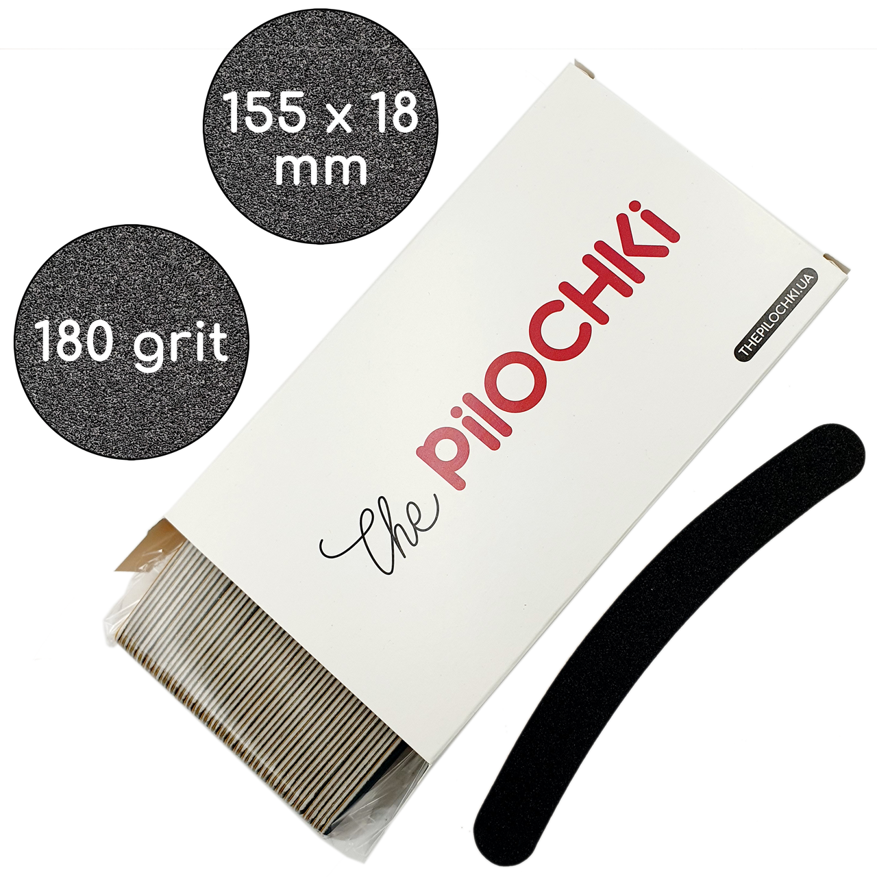 

Сменные файлы 180 грит Банан 155 мм 50 шт (2 мм с мягкой прослойкой) ThePilochki