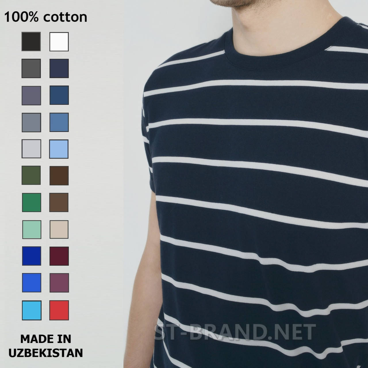 

Размеры: 48,50,52. Темно-синяя мужская футболка 100% хлопок, Узбекистан