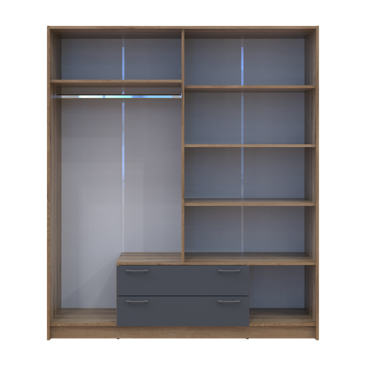 Розпашна Шафа для одягу Doros Ронді з дзеркалом Дуб Артізан/Графіт 4ДСП 160х52х195 (80737826) 6