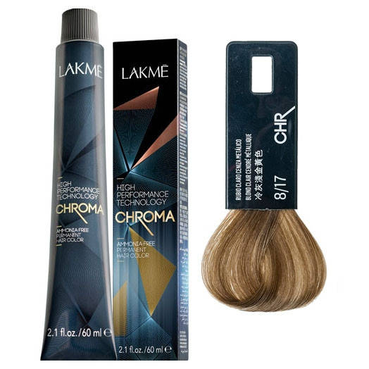 

Безаммиачная крем-краска для волос Lakme CHROMA 8/17 Блондин пепельный
