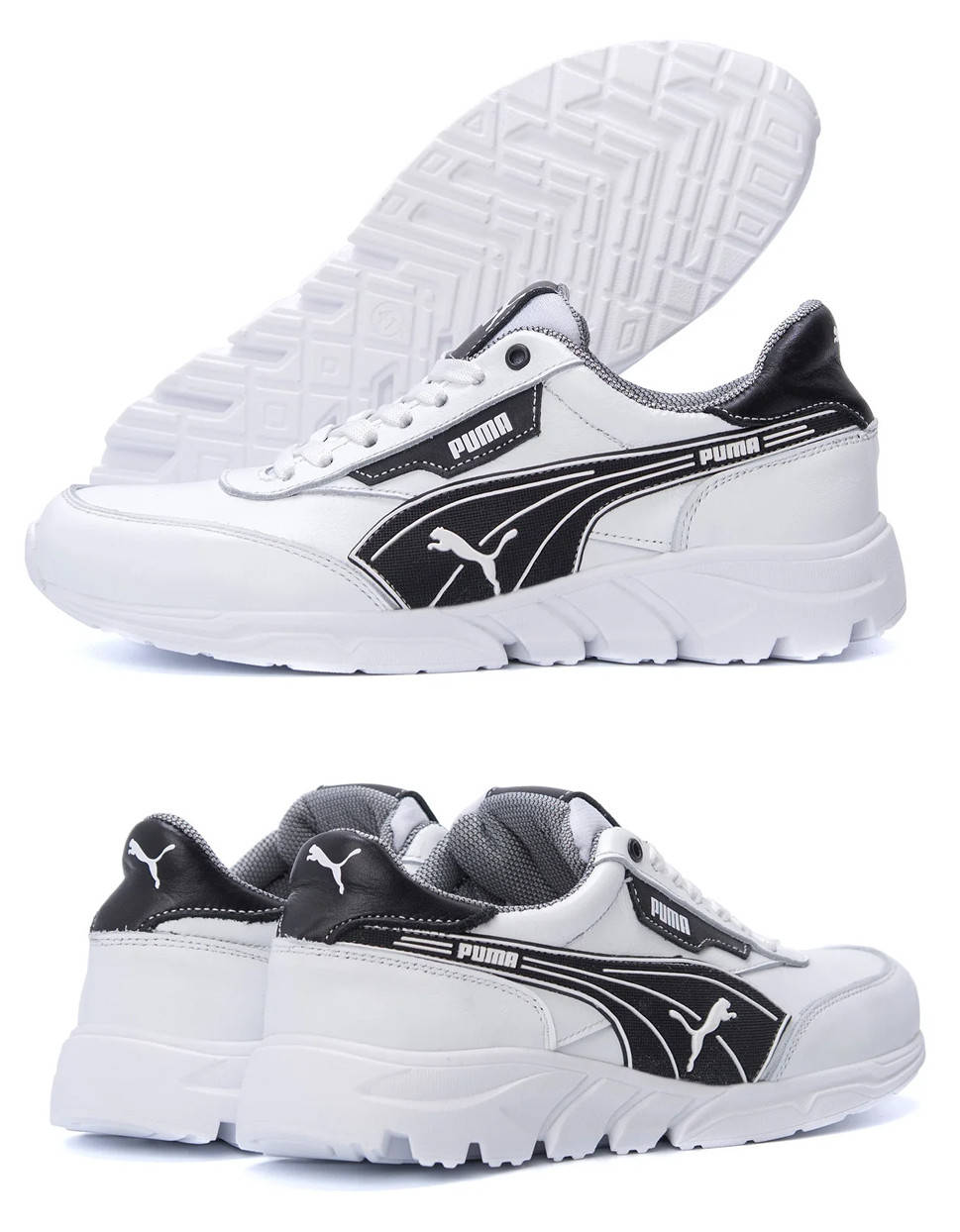

Мужские кожаные кроссовки Puma (Пума) White, мужские кожаные туфли белые, кеды повседневные. Мужская обувь, Белый