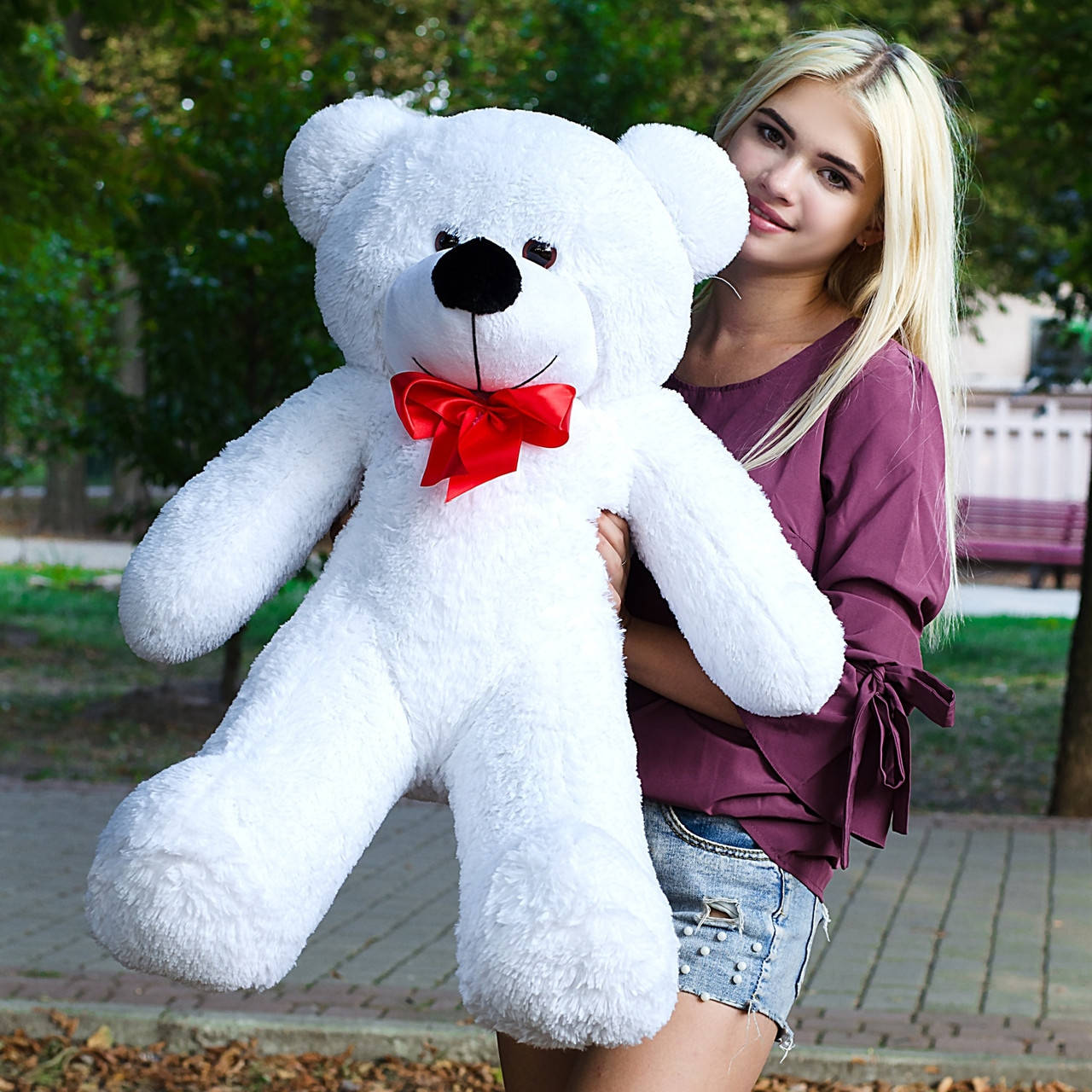 

Плюшевый подарок Мишка белый 100 см на День Рождения день влюбленных, 8 марта