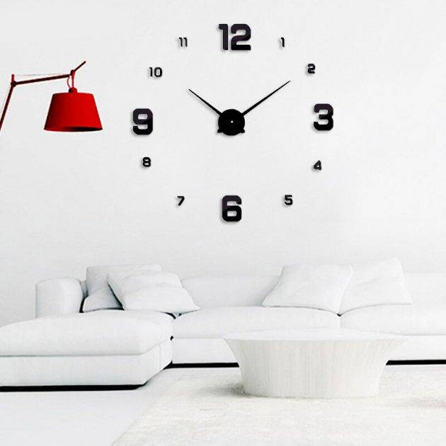 

Настенные самоклеющиеся часы 60-120см DIY Clock черные