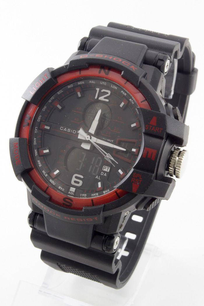 

Часы мужские наручные спортивные Casio G-Shock с подсветкой Черный с красным (код: 13975)