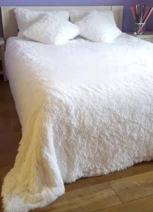 

Комплект Покрывало Травка + 2 наволочки/Покрывало травка/Белое покрывало на кровать, Белый