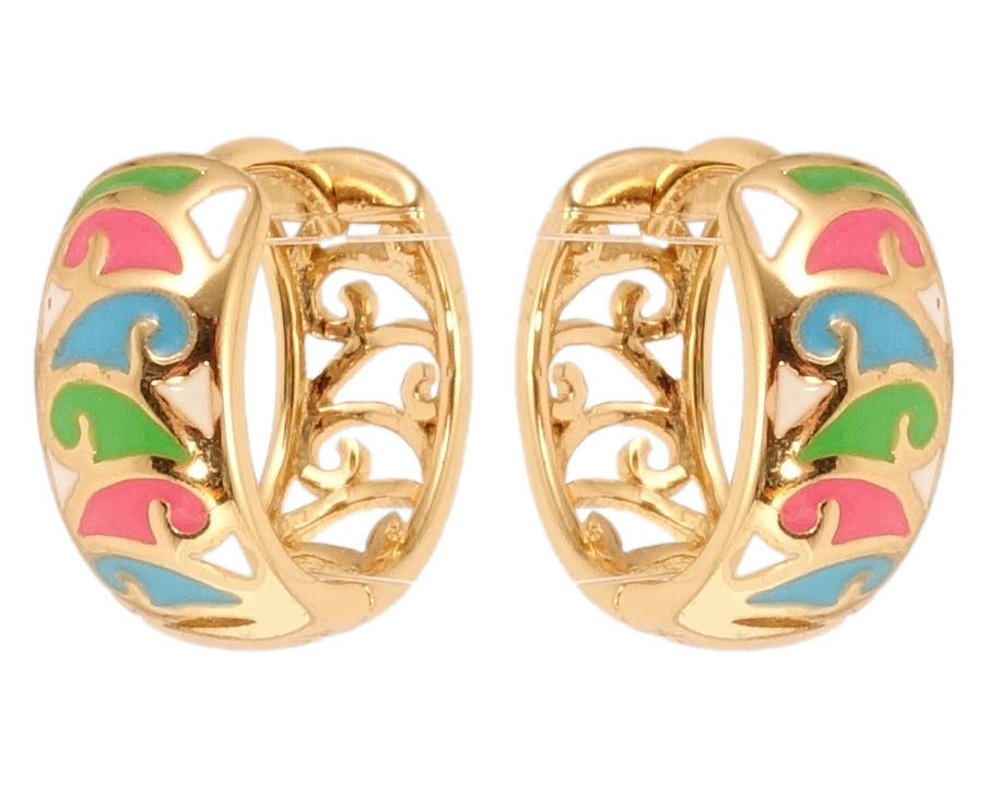

Серьги Xuping Позолота 18K колечки "Вензельный орнамент с прокраской цветной эмалью"